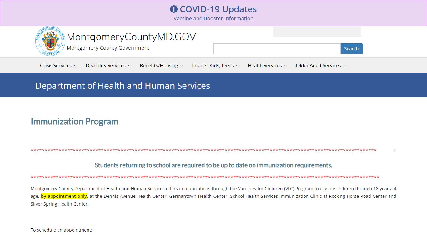 Montgomery County – Department of Health and Human Services – Public ...